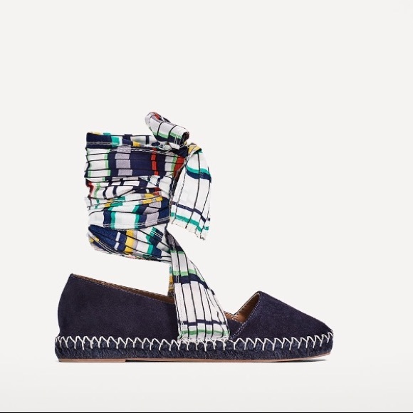 COPY - ZARA 100% LEATHER LACE UP ESPADRILLES BRAND NEW - Picture 2 of 6